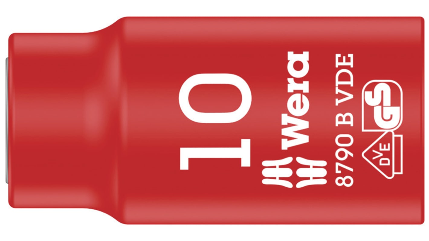 Wera 3/8 in Drive 10mm Insulated Standard Socket, 6 point, VDE/1000V, 46 mm Overall Length