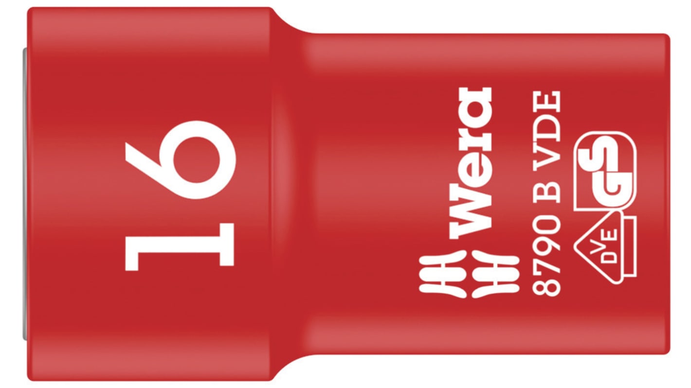Wera 3/8 in Drive 16mm Insulated Standard Socket, 6 point, VDE/1000V, 46 mm Overall Length