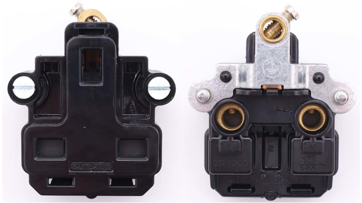 Contactum Black 1 Gang Plug Socket, 2 Poles, 13A, Type G - British, Indoor Use