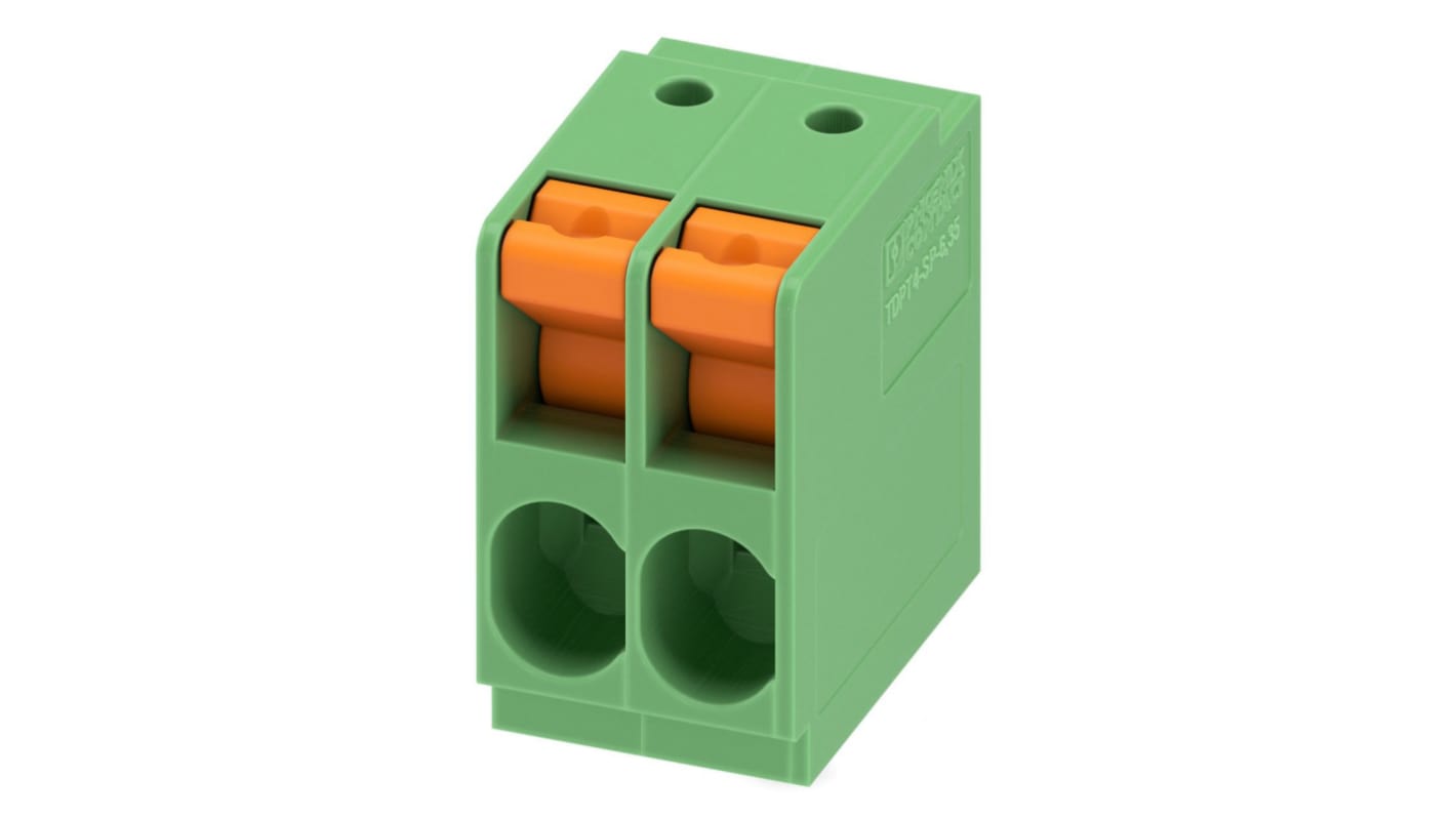 フエニックスコンタクト TDPT 4/ 2-SP-6.35-ZB 基板用端子台, 41A, 1000 V, 6.35mmピッチ, 1列, 2極
