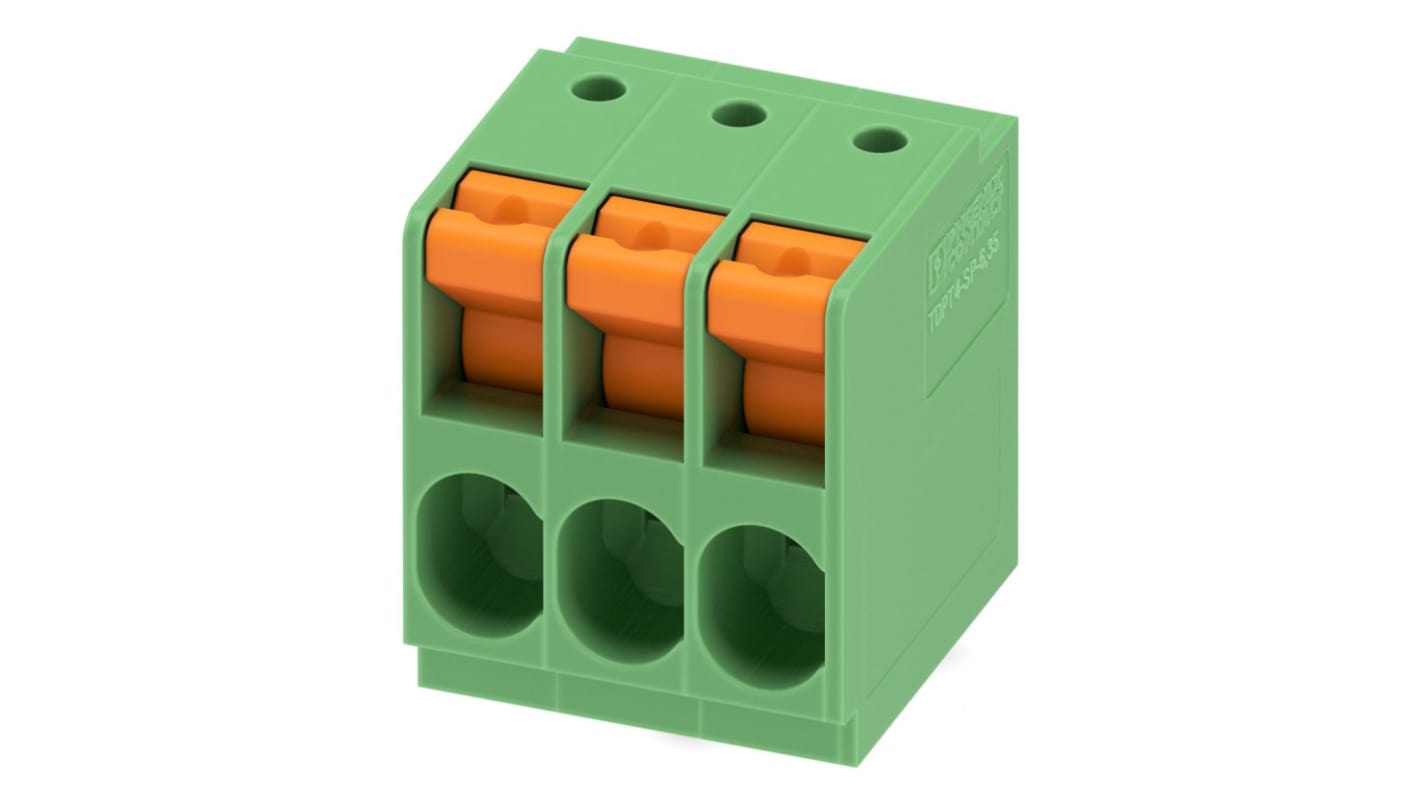 フエニックスコンタクト TDPT 4/ 3-SP-6.35-ZB 基板用端子台, 41A, 1000 V, 6.35mmピッチ, 1列, 3極