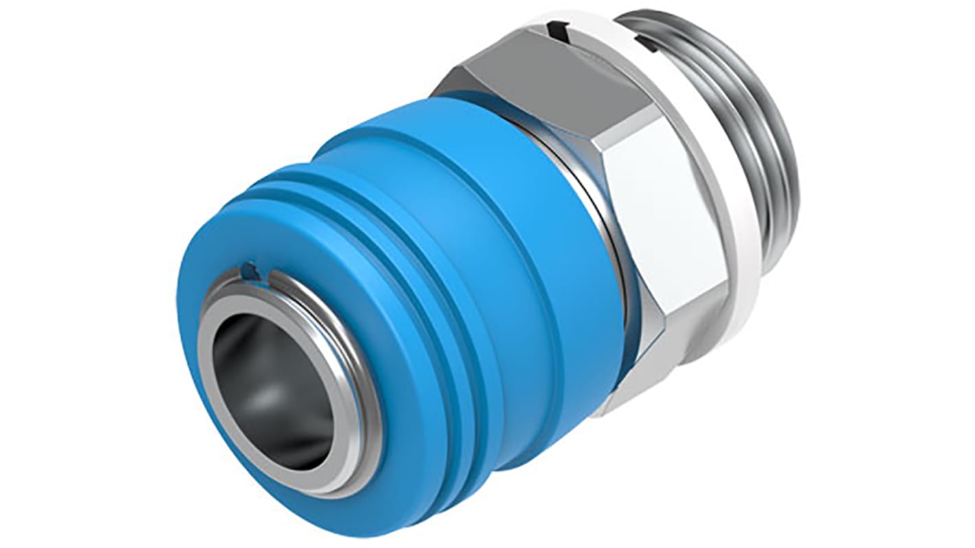 Festo Brass Male Pneumatic Quick Connect Coupling, G 1/2 Male 10mm Threaded