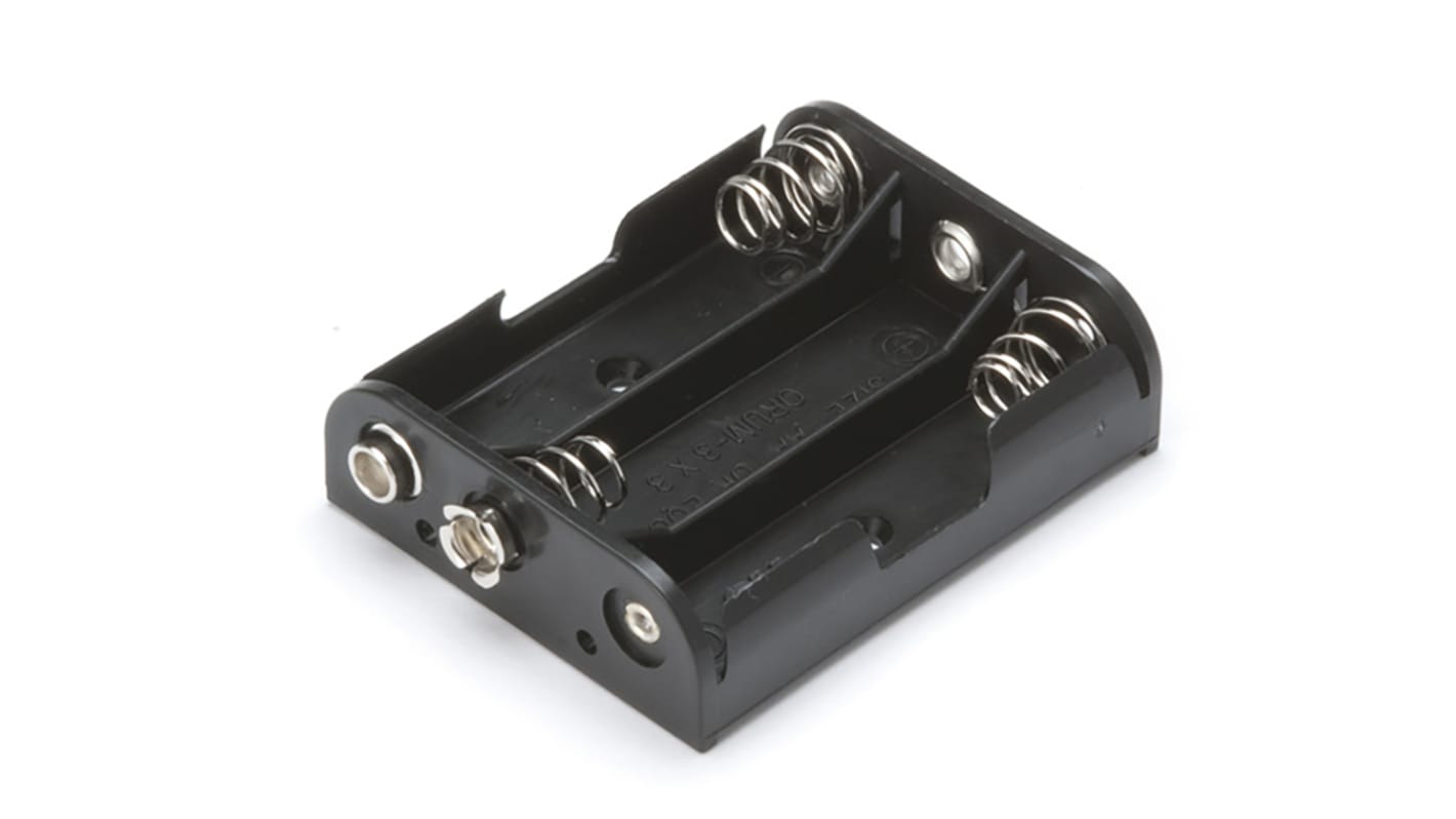Takachi Electric Industrial 3 x AA Battery Holder, Button & Leaf Spring Contact