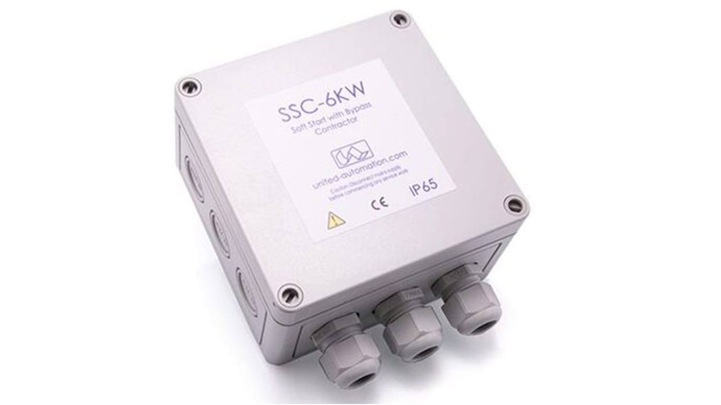 United Automation 软启动器, 1相, 6 kW, 230 V 交流, 20 mA, IP65, 130mm x 130mm x 75mm