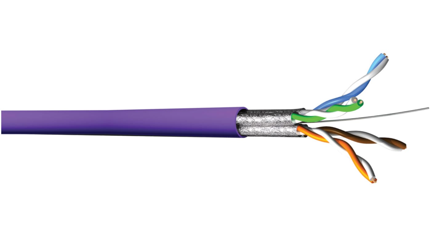 CAEMMC, 100m Cat6a, Purple, U/FTPShielded, Unterminated LSZH Sheath