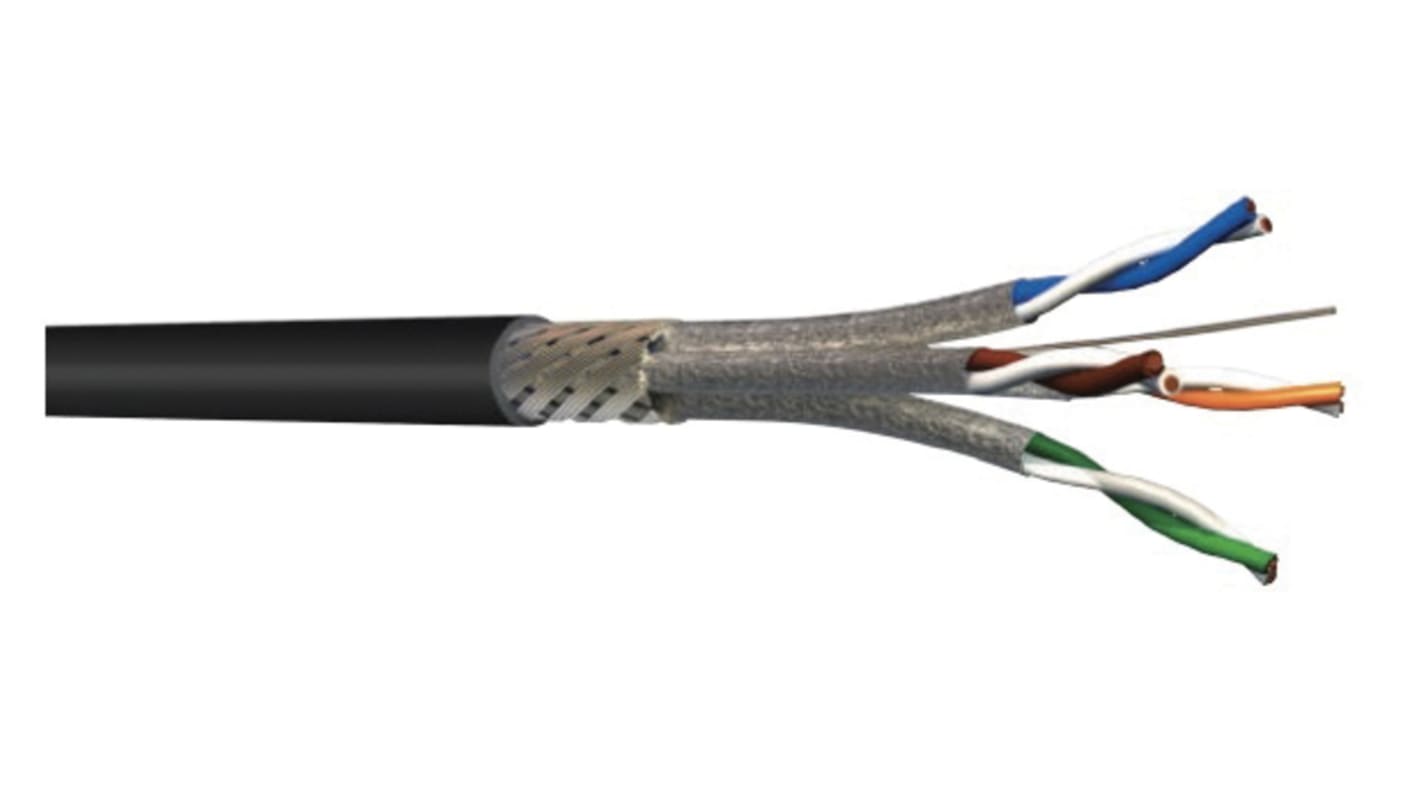 S2Ceb-Groupe CaeCAT6A, 100m Cat6a, Black, S/FTP, Unterminated PUR Sheath