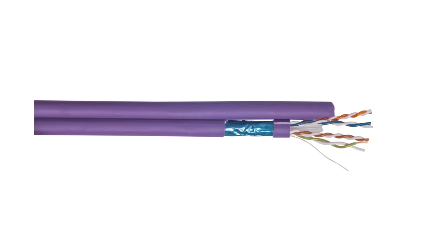 CAEMMC, 500m Cat6a, Purple, F/UTPShielded, Unterminated LSZH Sheath