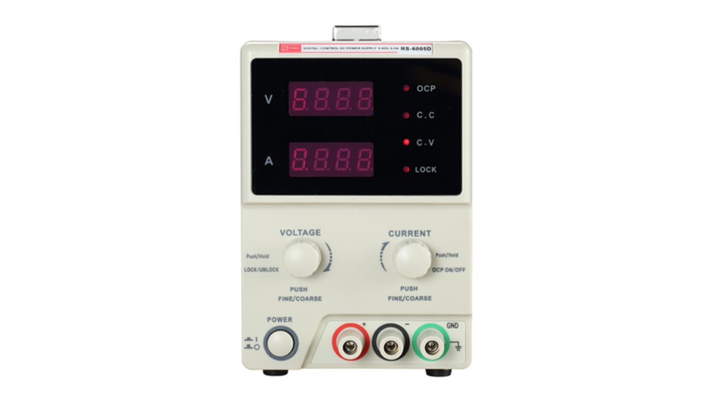RS PRO Digital Bench Power Supply, 0 → 60V, 0 → 5A, 1-Output, 300W - UKAS Calibrated
