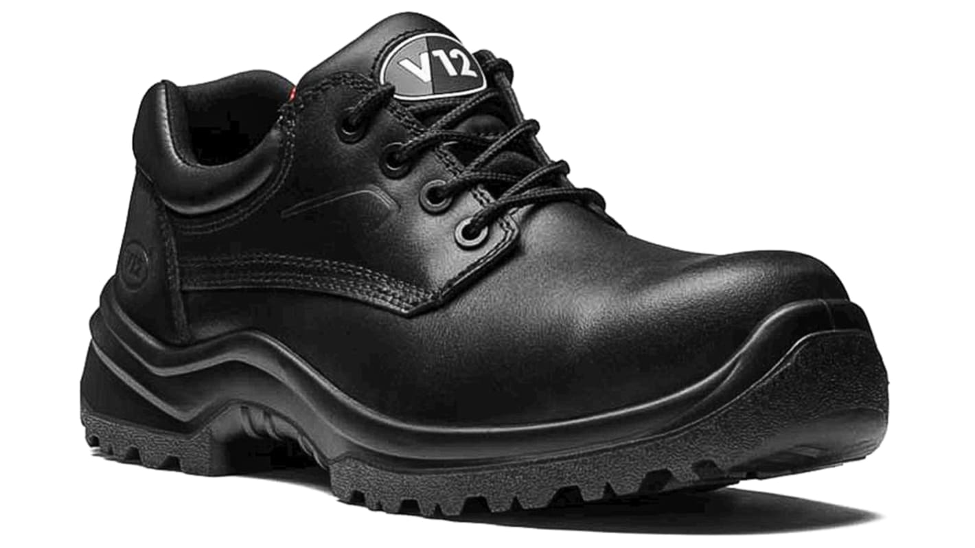 V12 Footwear Oxen Black Composite Toe Capped Safety Shoes, UK 6, EU 39