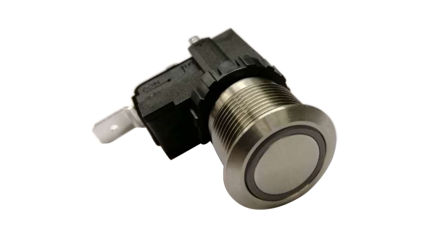 RS PRO Illuminated Push Button Switch, Latching, Panel Mount, 19.1mm Cutout, SPST, White LED, 250 / 125V ac, IP67