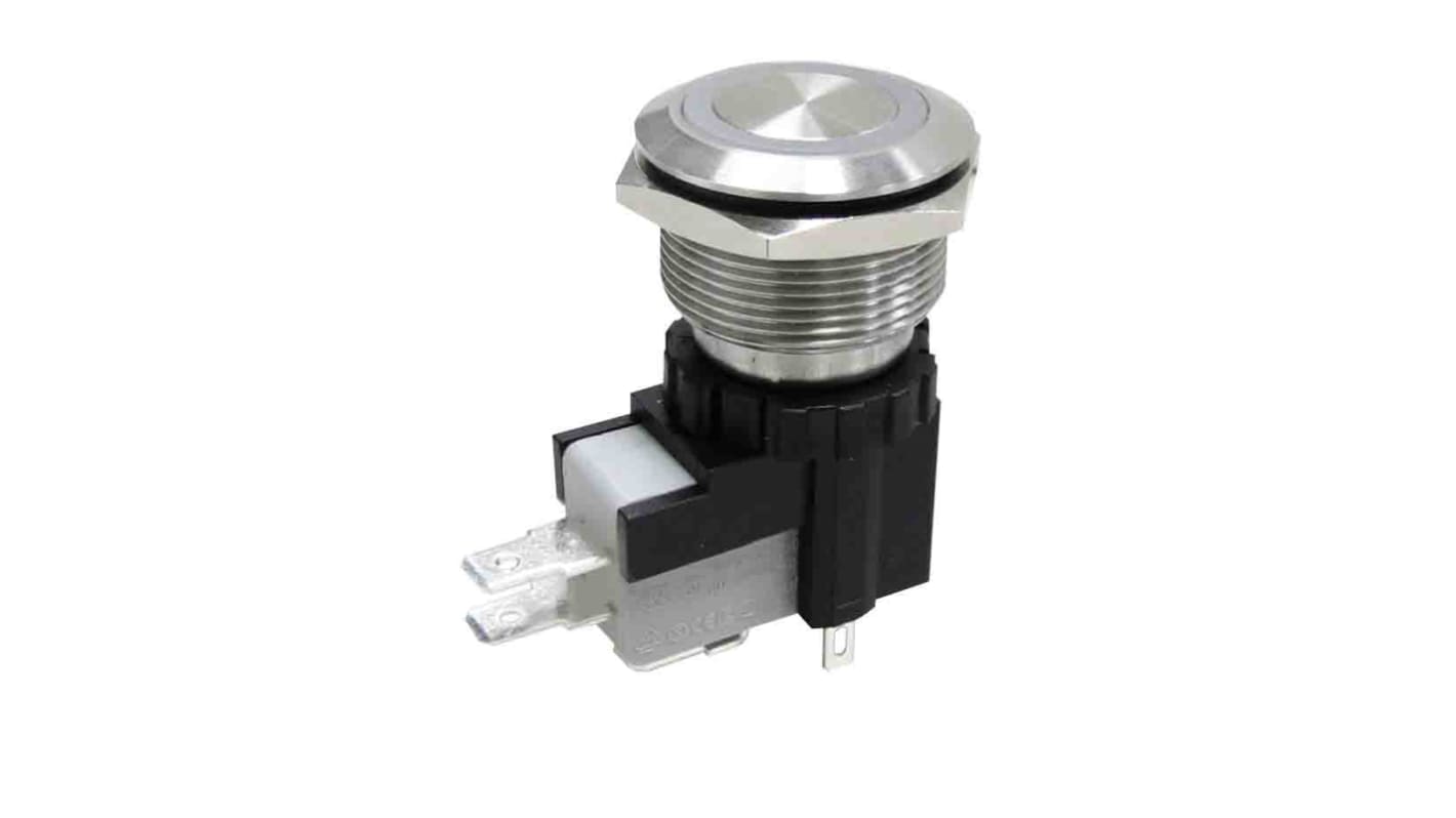 RS PRO Push Button Switch, Momentary, Panel Mount, 22.2mm Cutout, SPST, 250 / 125V ac, IP67