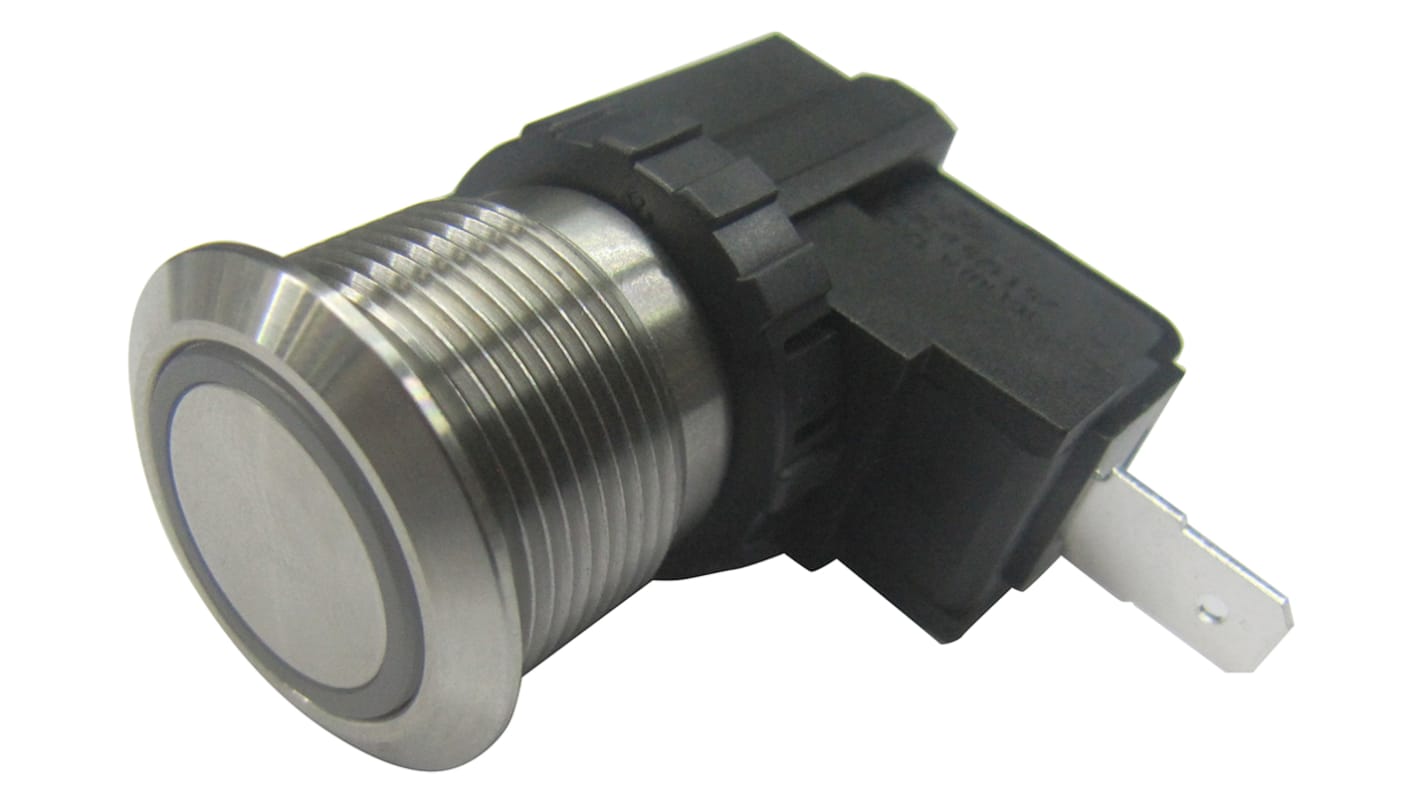 RS PRO Push Button Switch, Momentary, Panel Mount, 19.1mm Cutout, SPST, 250 / 125V ac, IP67