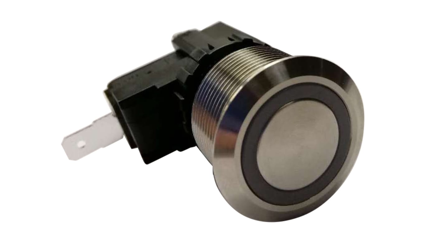 RS PRO Illuminated Push Button Switch, Momentary, Panel Mount, 22.2mm Cutout, SPST, White LED, 250 / 125V ac, IP67