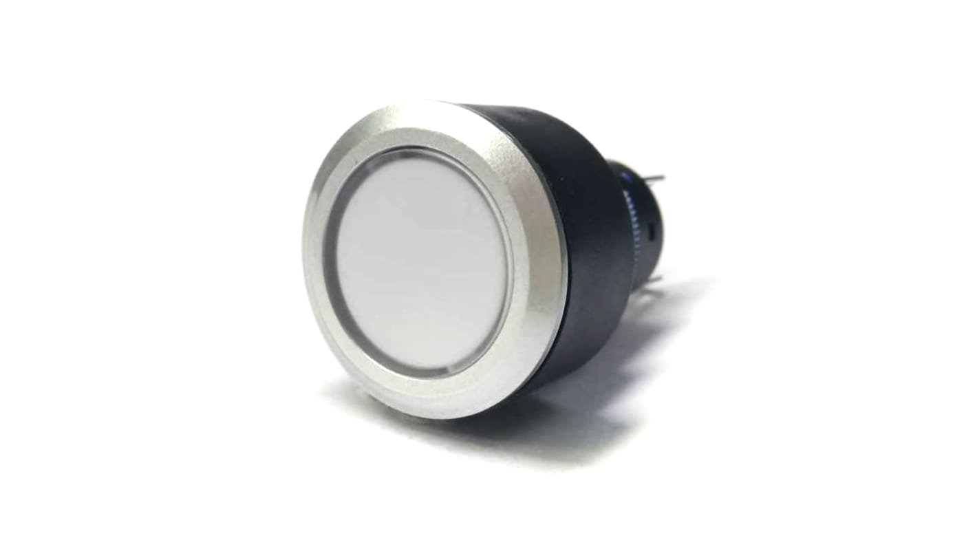 RS PRO 带灯按钮开关, Φ22.2mm开孔, 面板安装, 瞬时操作, 透明圆形, 蓝色LED, 单刀双掷, IP65
