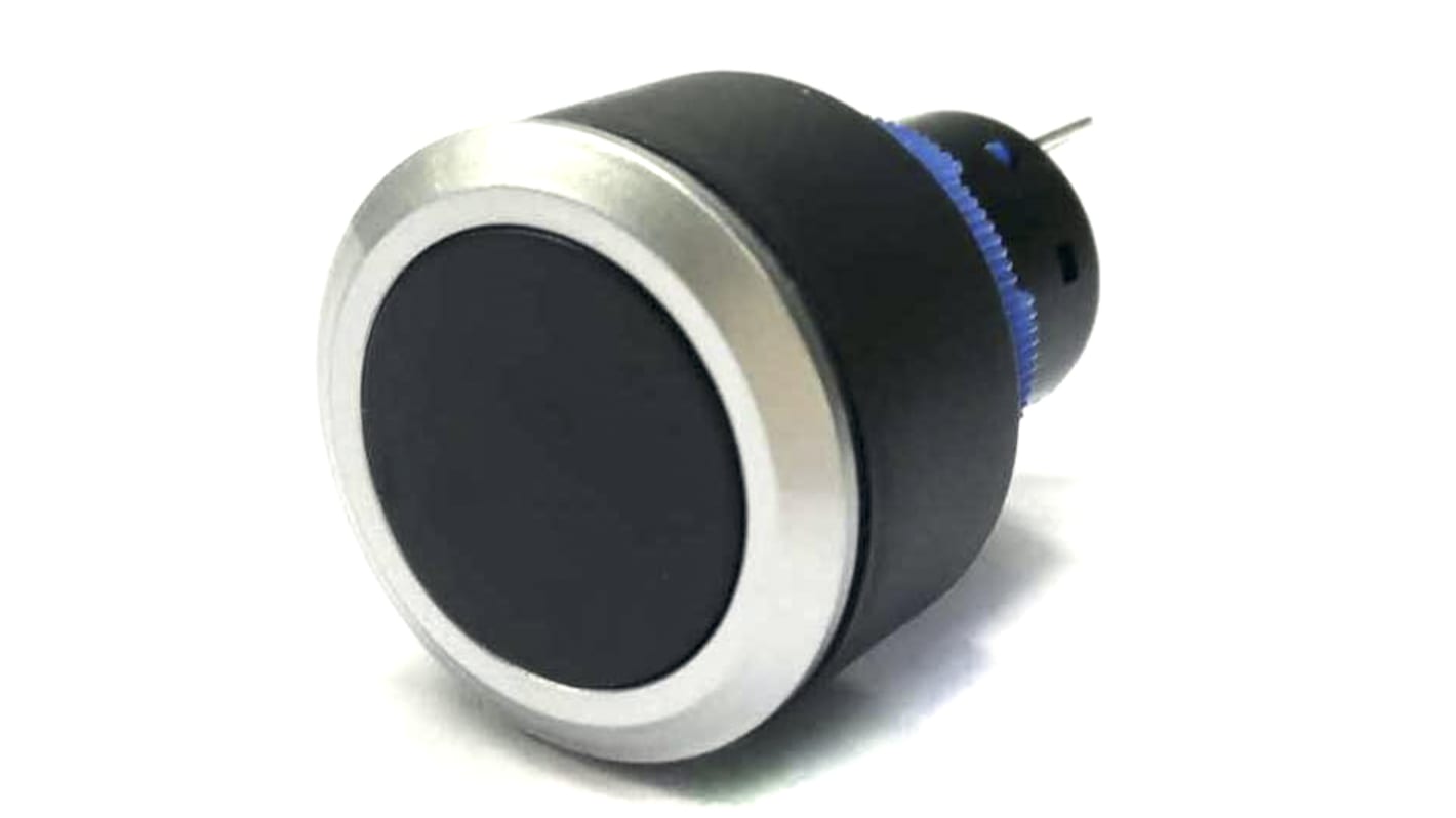 RS PRO 按钮开关, Φ22.2mm开孔, 面板安装, 瞬时操作, 黑色圆形, 单刀双掷, IP65