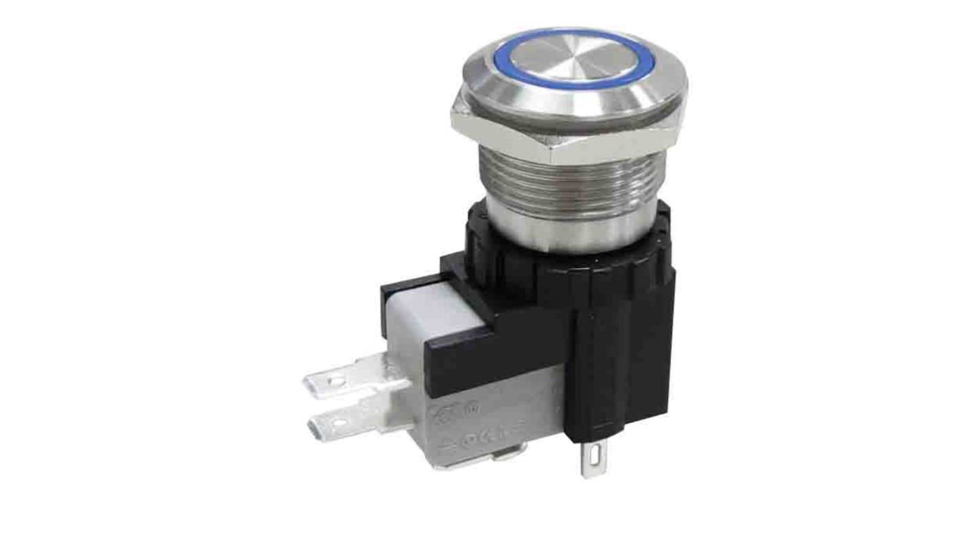RS PRO Push Button Switch, Momentary, Panel Mount, 19.1mm Cutout, SPST-NC, 250 / 125V ac, IP67