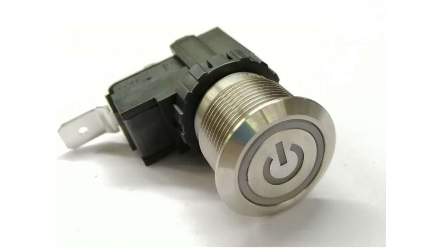 RS PRO Push Button Switch, Latching, Panel Mount, 19.1mm Cutout, SPST, 250 / 125V ac, IP67