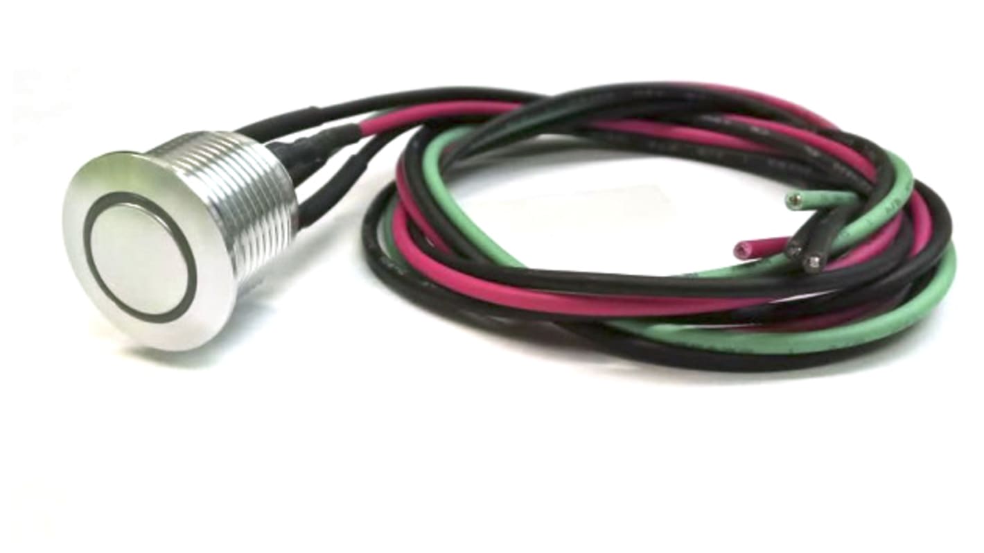 RS PRO Illuminated Push Button Switch, Momentary, Panel Mount, 16mm Cutout, SPST, Red LED, 36V dc, IP67