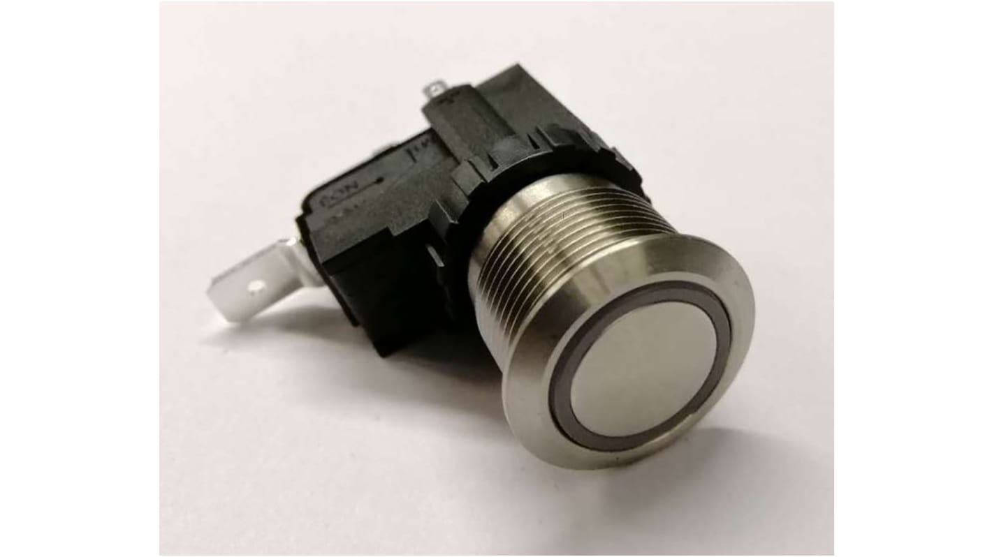 RS PRO Illuminated Push Button Switch, Latching, Panel Mount, 19.1mm Cutout, SPST, White LED, 250 / 125V ac, IP67