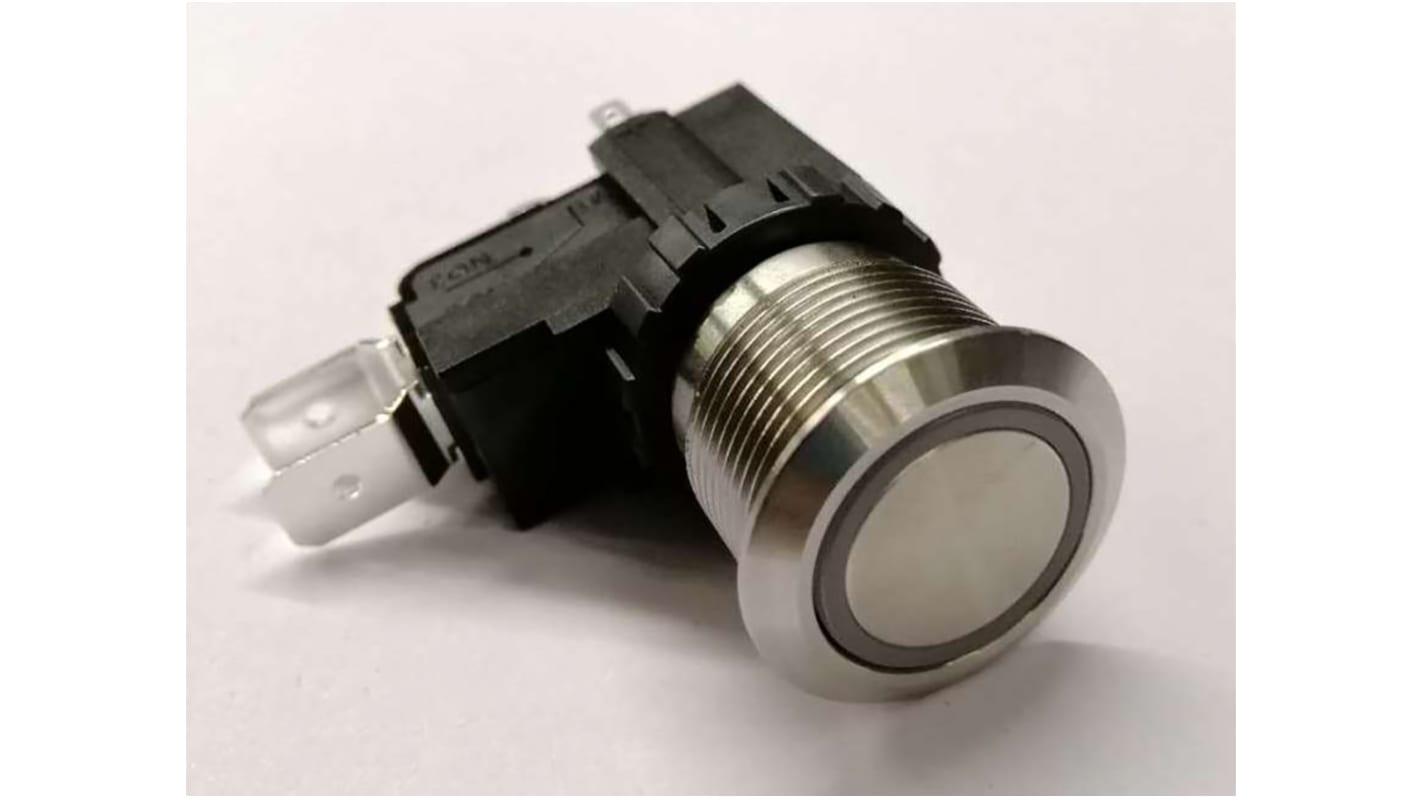 RS PRO Illuminated Push Button Switch, Latching, Panel Mount, 19.1mm Cutout, SPDT, White LED, 250 / 125V ac, IP67