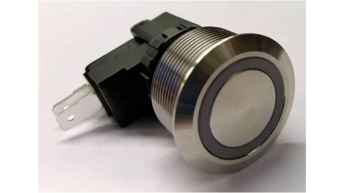 RS PRO Illuminated Push Button Switch, Latching, Panel Mount, 25.2mm Cutout, SPDT, White LED, 250 / 125V ac, IP67