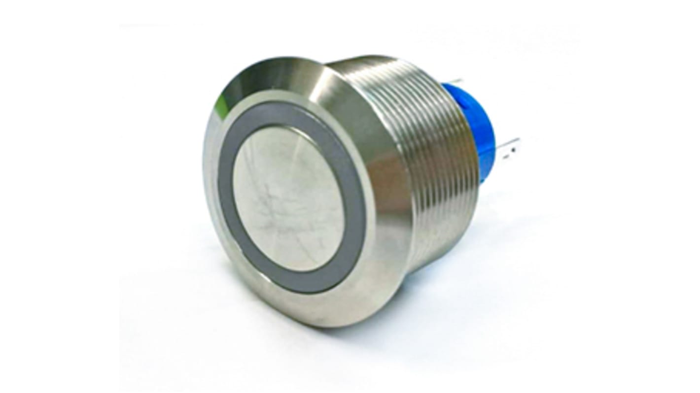 RS PRO Illuminated Push Button Switch, Panel Mount, 25.2mm Cutout, SPDT, Green LED, 250V ac, IP67