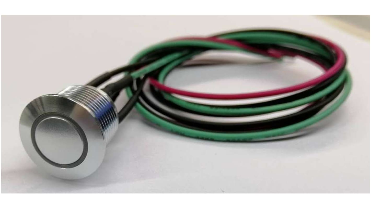 RS PRO Illuminated Push Button Switch, Momentary, Panel Mount, 16mm Cutout, SPST, Blue LED, 36V dc, IP67