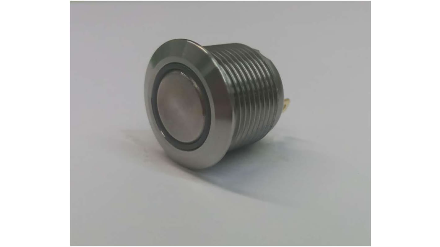 RS PRO 按钮开关, Φ16mm开孔, 面板安装, 瞬时操作, 银色圆形, 单刀单掷, IP67