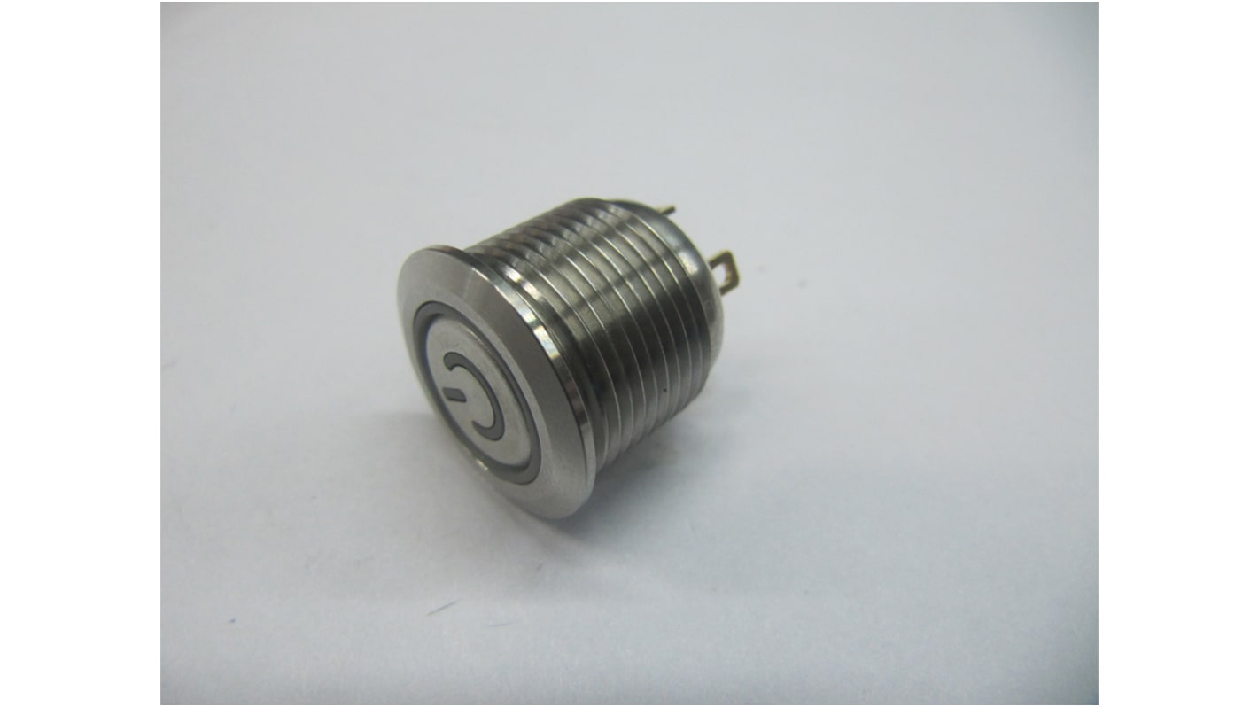 RS PRO Illuminated Push Button Switch, Momentary, Panel Mount, 16mm Cutout, SPST, White LED, 36V dc, IP67
