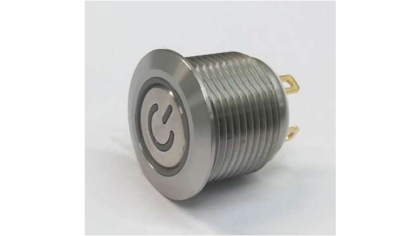 RS PRO Illuminated Push Button Switch, Momentary, Panel Mount, 16mm Cutout, SPST, Green LED, 36V dc, IP67