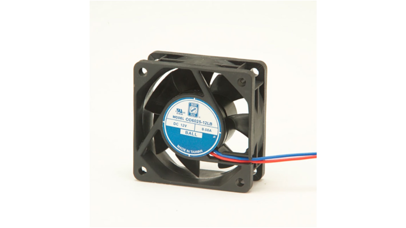 RS PRO Axial Fan, 12 V dc, DC Operation, 40.8m³/h, 2.8W, 230mA Max, IP55, 60 x 60 x 25mm