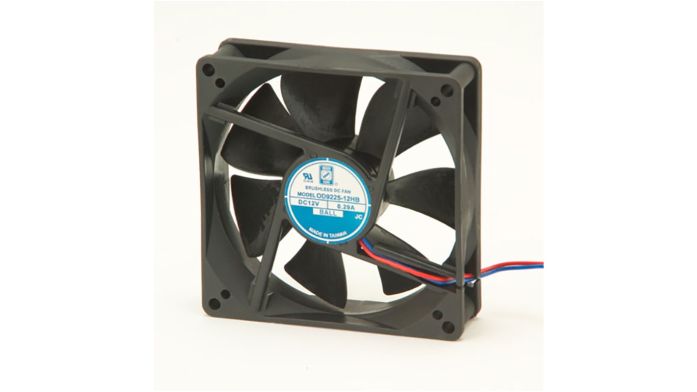RS PRO Axial Fan, 12 V dc, DC Operation, 90m³/h, 240mA Max, IP55, 92 x 92 x 25mm