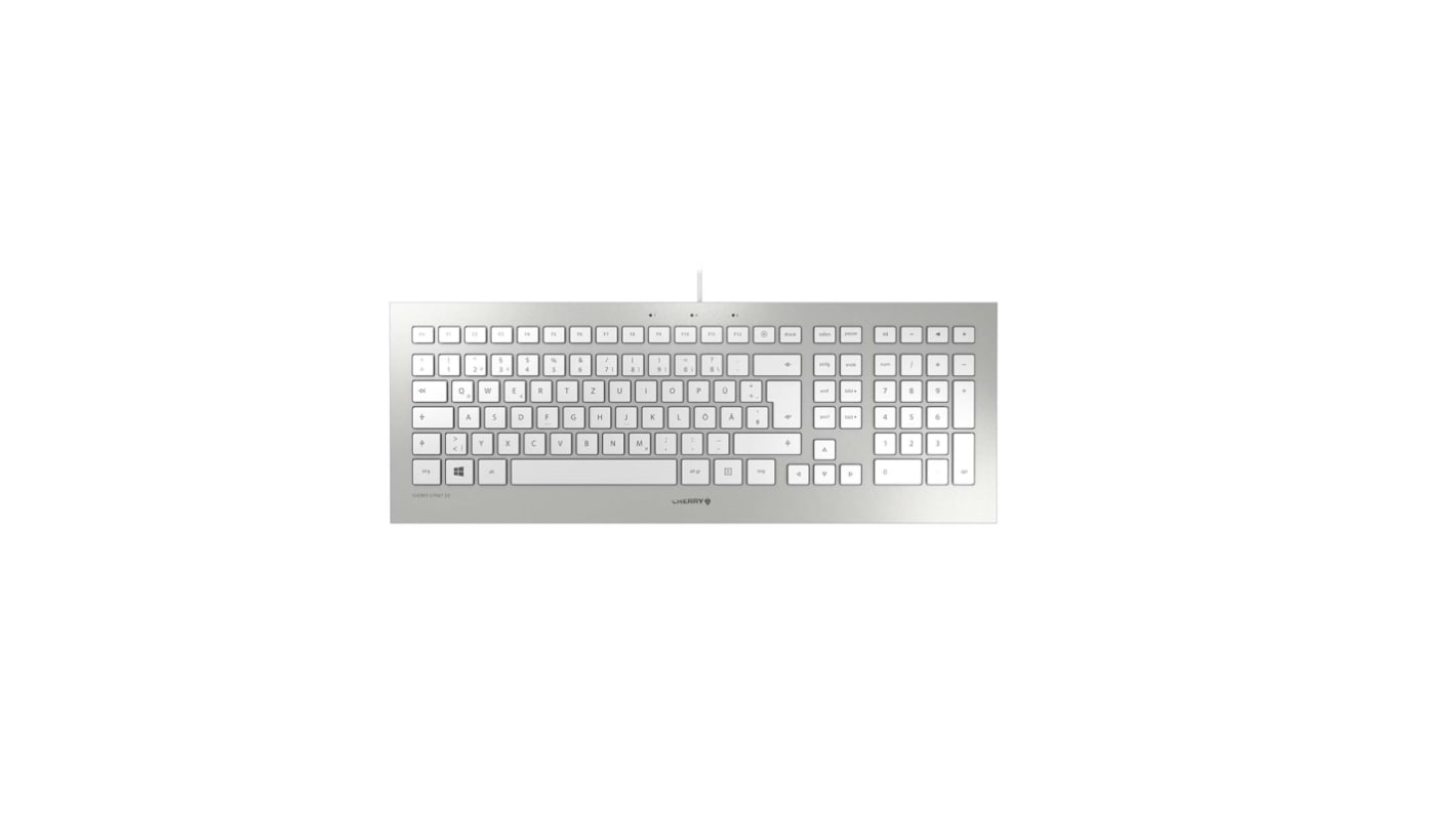 CHERRY STRAIT 3.0 Wired USB Keyboard, QWERTZ, Silver, White