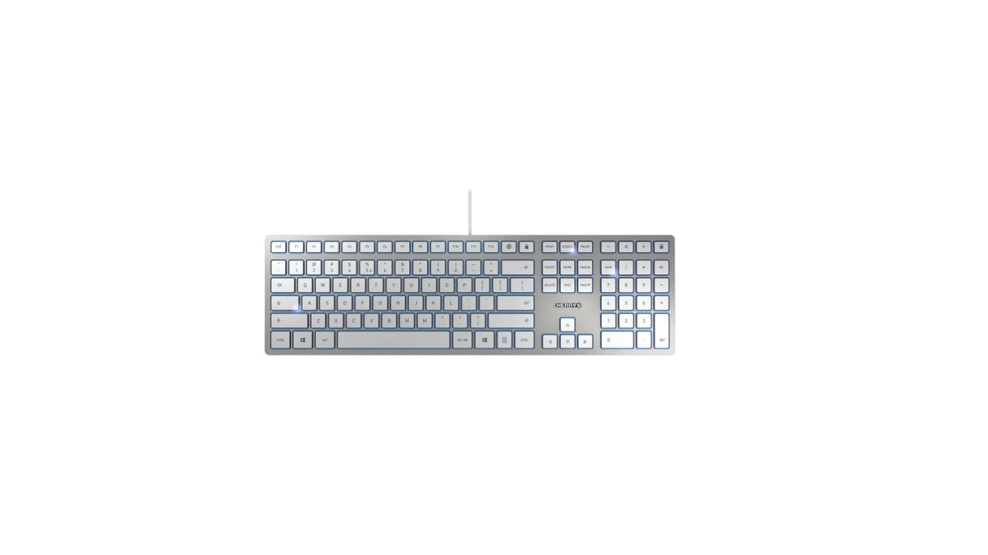 Cherry KC 6000 SLIM Wired USB Keyboard, QWERTY, Silver, White