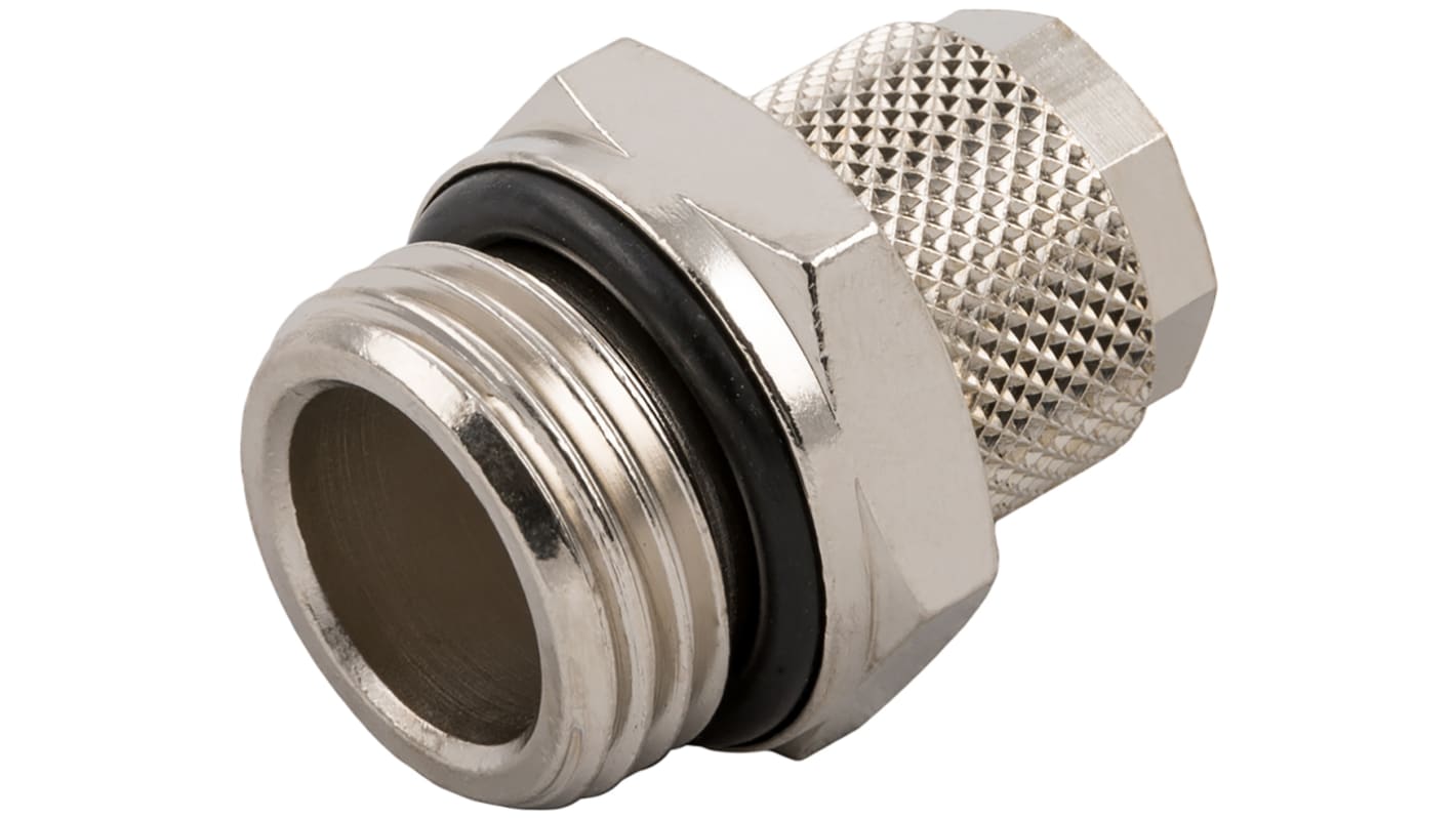 RS PRO G1/8 Stecker x 6-mm-Steckanschluss Schraubfitting, Gewinde-zu-Rohr, Messing vernickelt