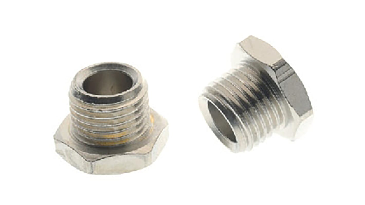 RS PRO G 1/8 Male Nickel Plated Brass Plug Fitting