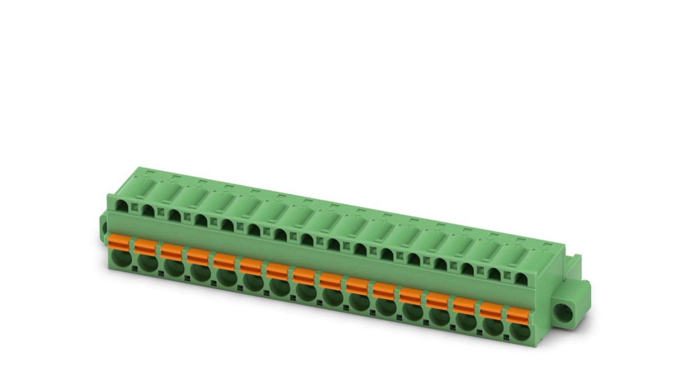 Phoenix Contact, 5.08mm Pitch, FKC 2.5/16-STF-5.08, 16 Way, , Pluggable Terminal Block, Plug, Panel Mount, Screw