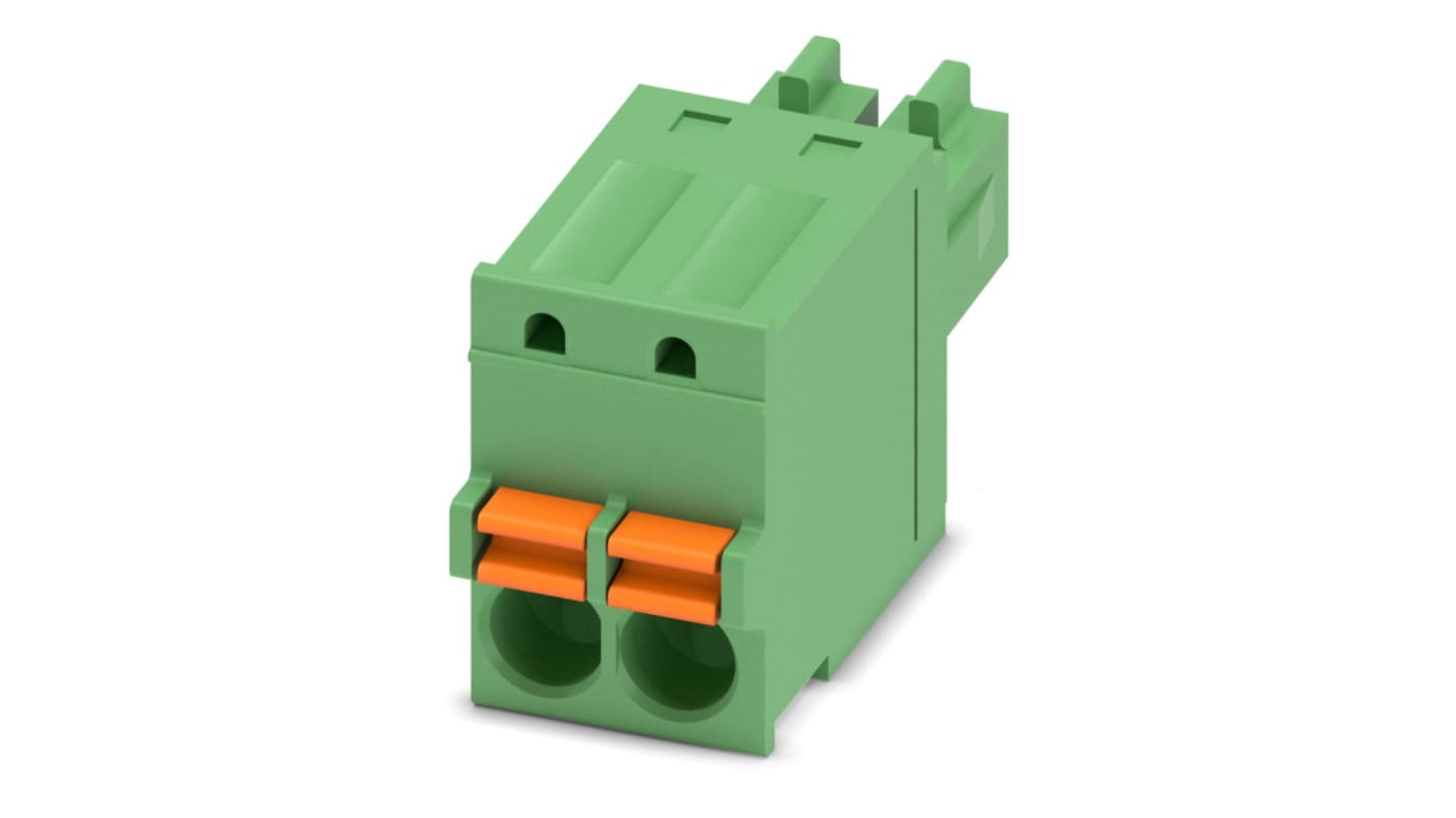 Phoenix Contact, 3.5mm Pitch, FK-MCP 1.5/ 2-ST-3.5, 2 Way, , Pluggable Terminal Block, Plug, Cable Mount, Spring Cage