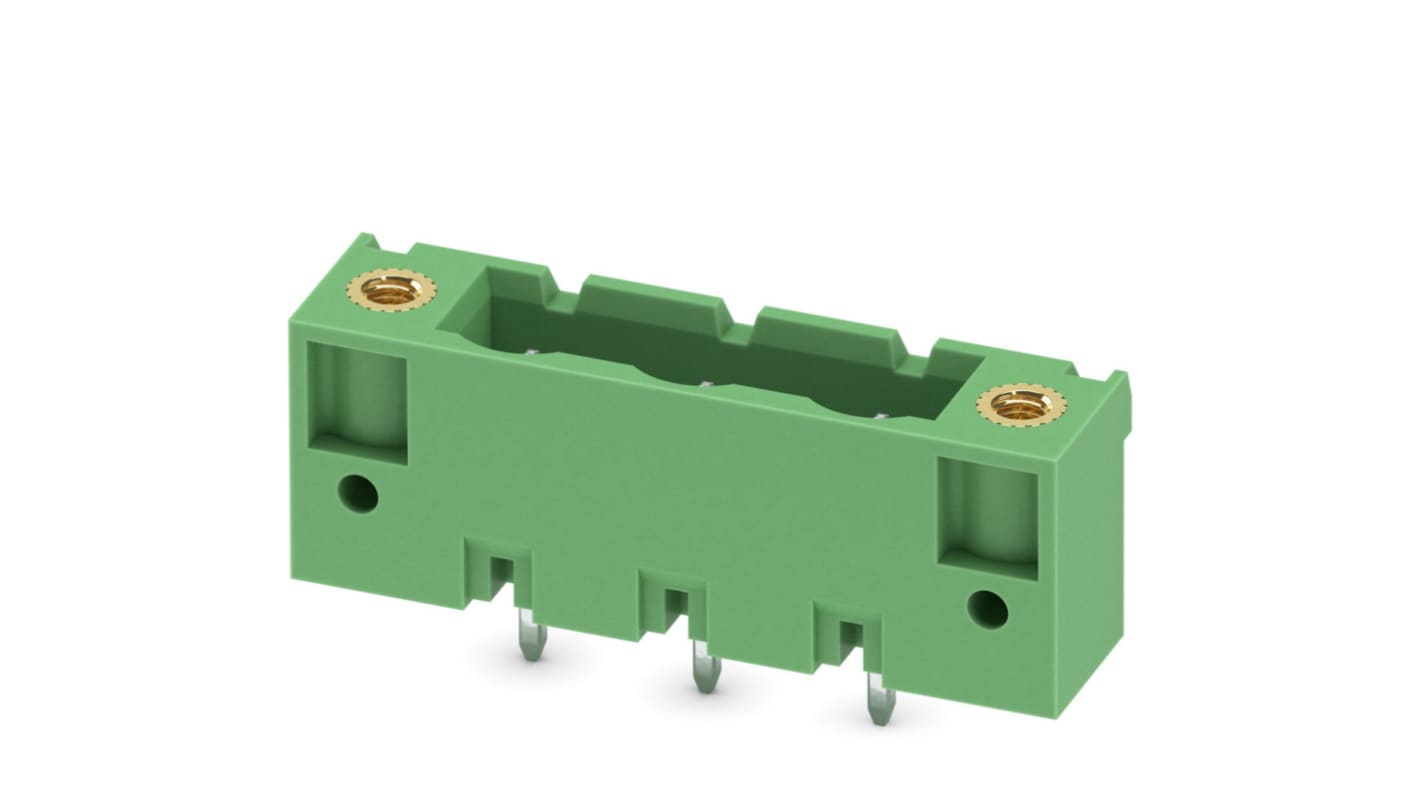 Phoenix Contact, 7.62mm Pitch, GMSTBV 2.5/ 3-GF-7.62, 3 Way, , Pluggable Terminal Block, Header, Through Hole, Solder