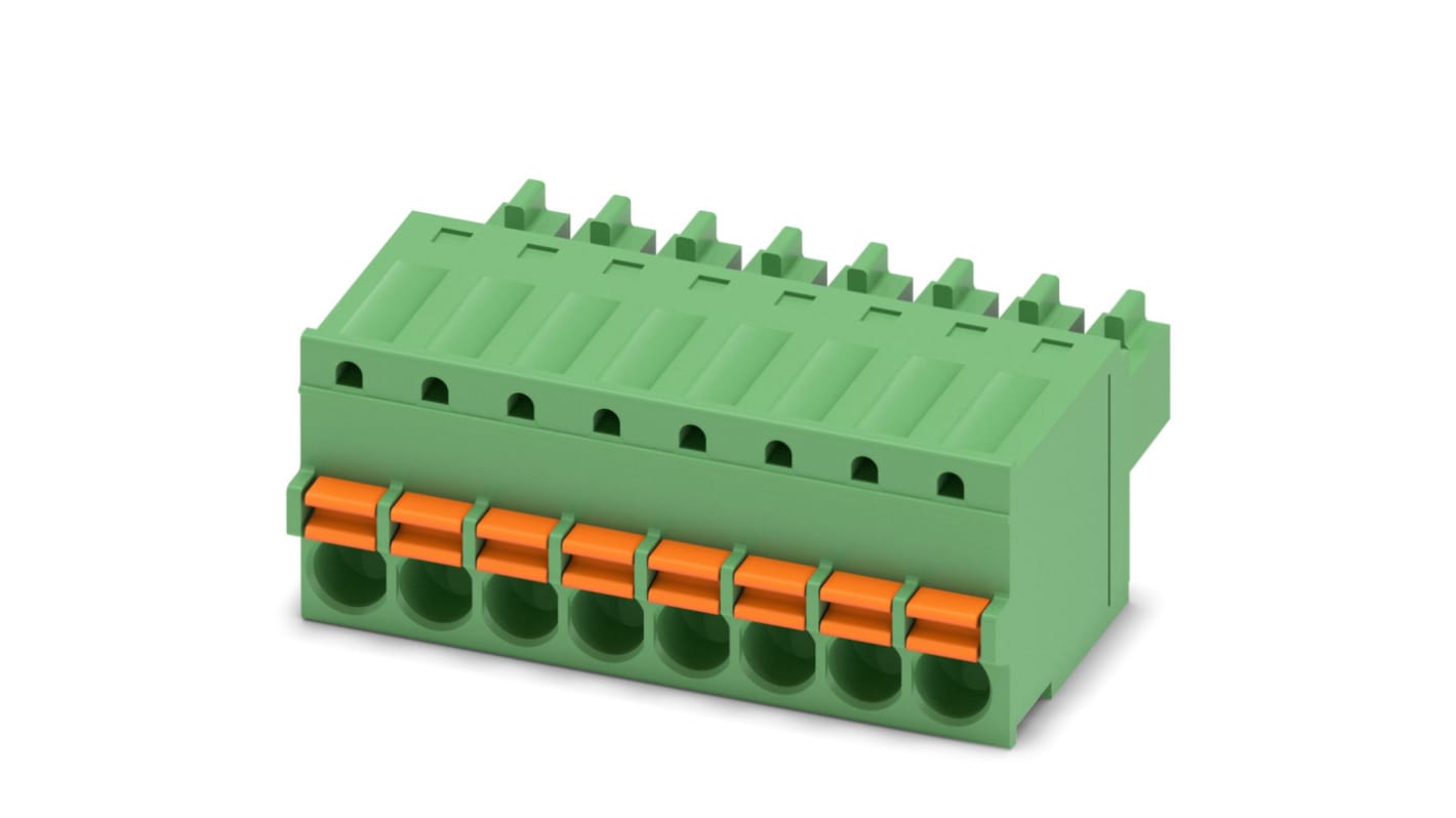 Phoenix Contact, 3.5mm Pitch, FK-MCP 1.5/ 8-ST-3.5, 8 Way, , Pluggable Terminal Block, Plug, Cable Mount, Spring Cage
