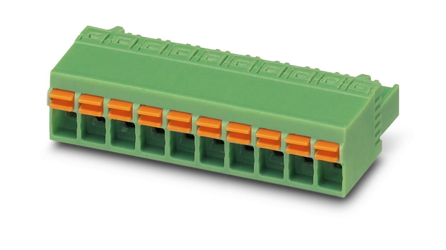Phoenix Contact, 5.08mm Pitch, FKCN 2.5/ 2-ST-5.08, 2 Way, , Pluggable Terminal Block, Plug, Panel Mount, Screw
