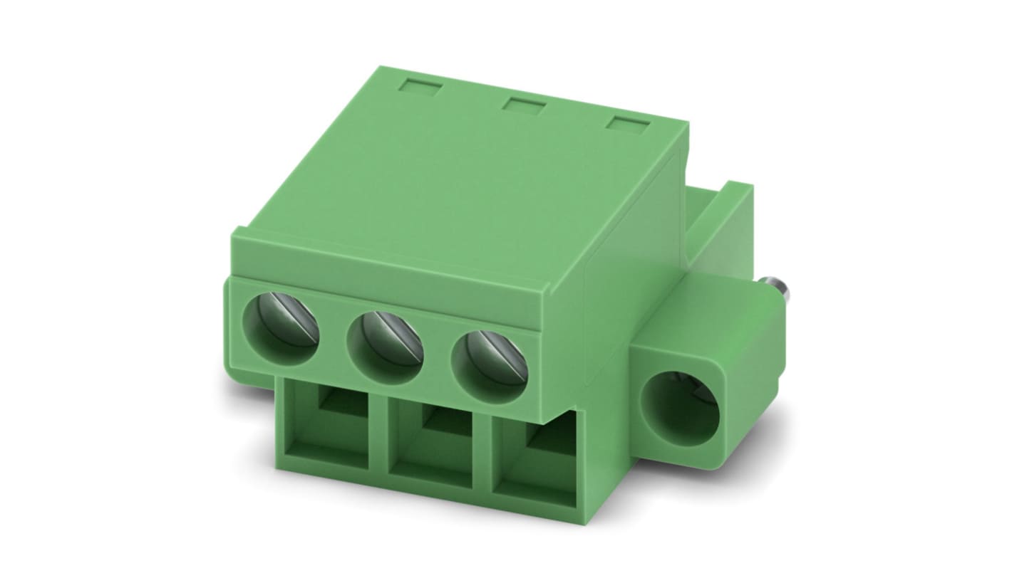 Phoenix Contact, 5.08mm Pitch, FRONT-MSTB 2.5/ 3-STF-5.08, 3 Way, , Pluggable Terminal Block, Plug, Cable Mount, Screw