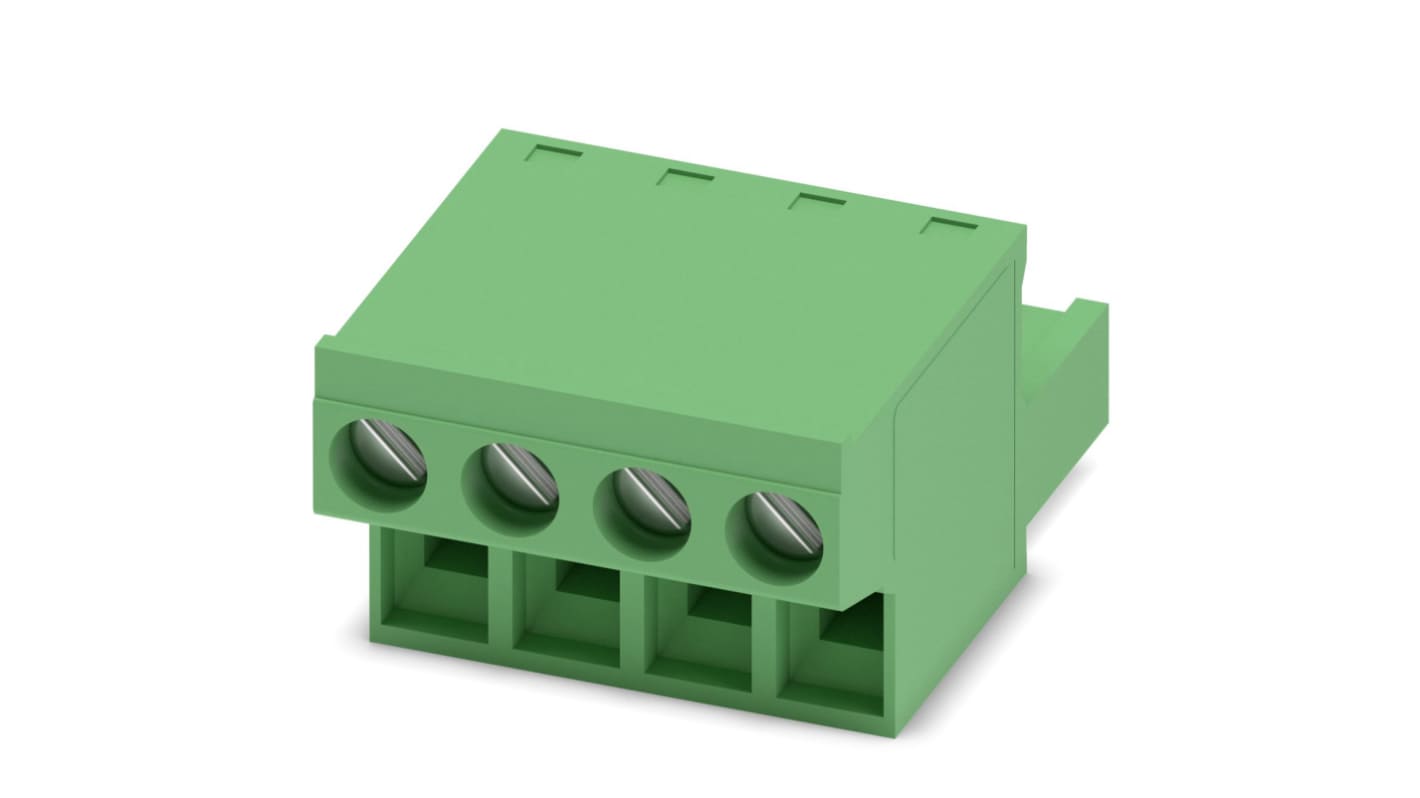Phoenix Contact, 5.08mm Pitch, FRONT-MSTB 2.5/ 4-ST-5.08, 4 Way, , Pluggable Terminal Block, Plug, Cable Mount, Screw