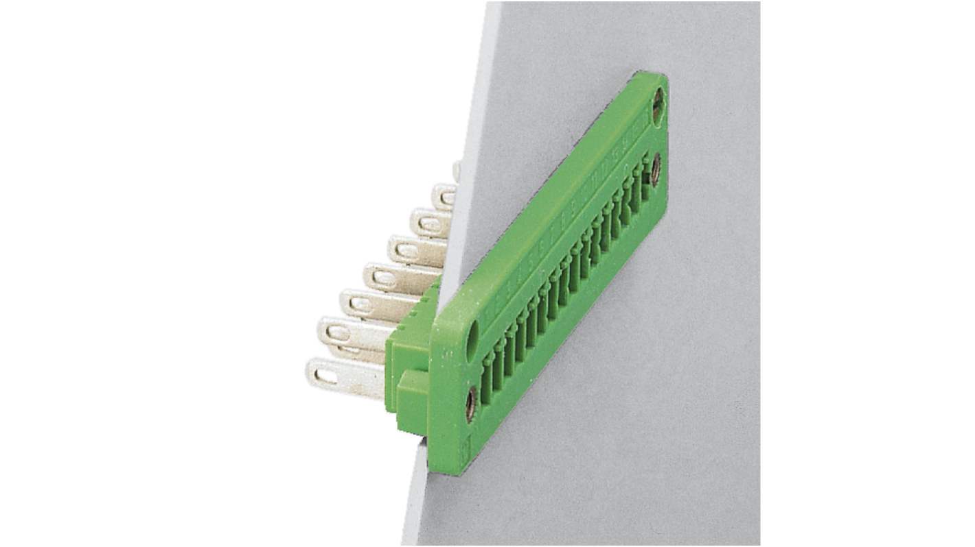Phoenix Contact, 3.81mm Pitch, DFK-MC 1.5/16-GF-3.81, 16 Way, , Pluggable Terminal Block, Feed Through Header, Panel