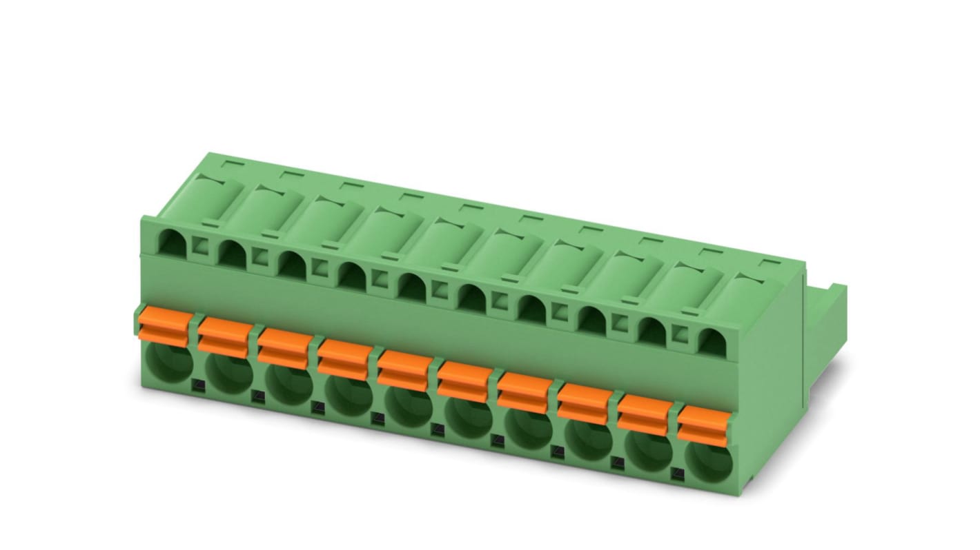 Phoenix Contact, 5.08mm Pitch, FKC 2.5/10-ST, 10 Way, , Pluggable Terminal Block, Plug, Panel Mount, Screw Termination,