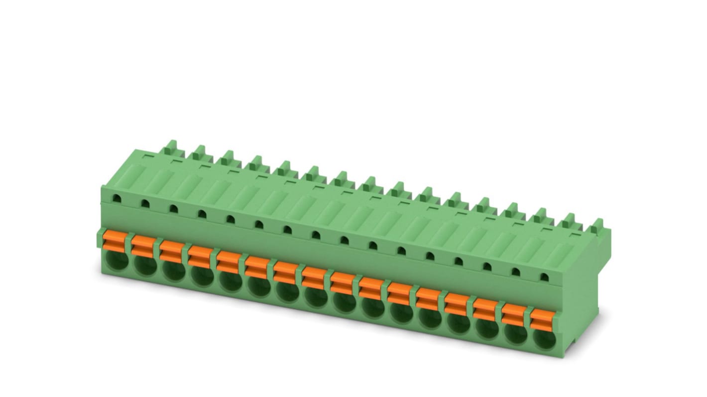 Phoenix Contact, 3.81mm Pitch, FK-MCP 1.5/16-ST-3.81, 16 Way, , Pluggable Terminal Block, Plug, Cable Mount, Spring