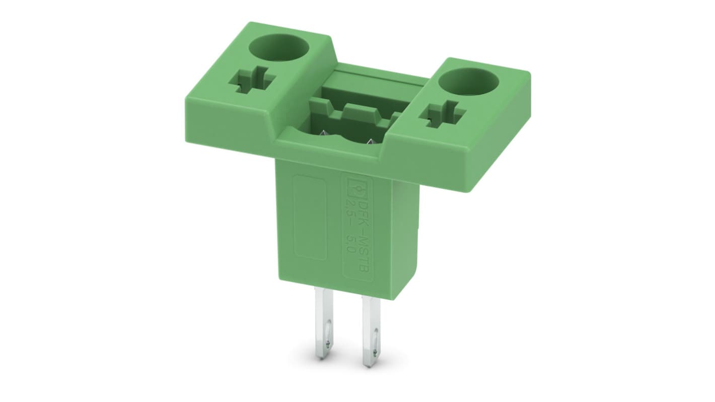 Phoenix Contact, 5mm Pitch, DFK-MSTB 2.5/ 2-G, 2 Way, , Pluggable Terminal Block, Feed Through Header, Panel Mount,