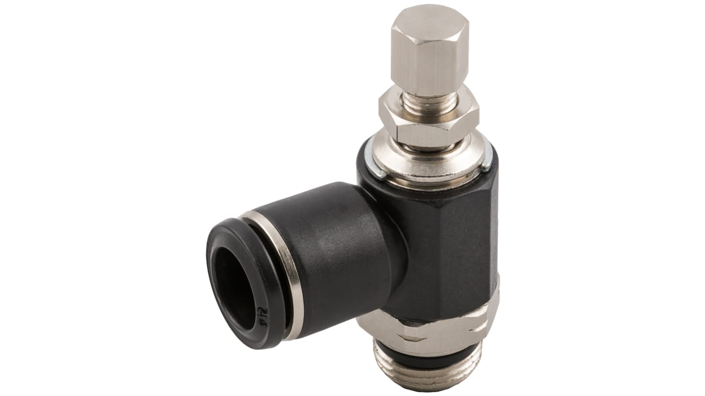 RS PRO Threaded Flow Regulator x Push In 8 mm Tube Outlet Port