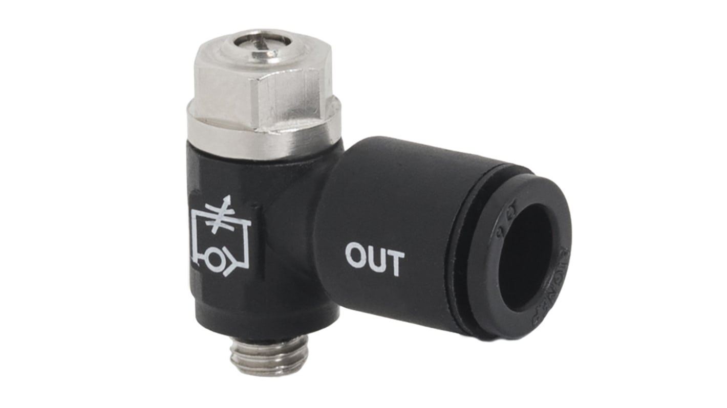Regolatore di flusso RS PRO, uscita tubo Push In 6mm