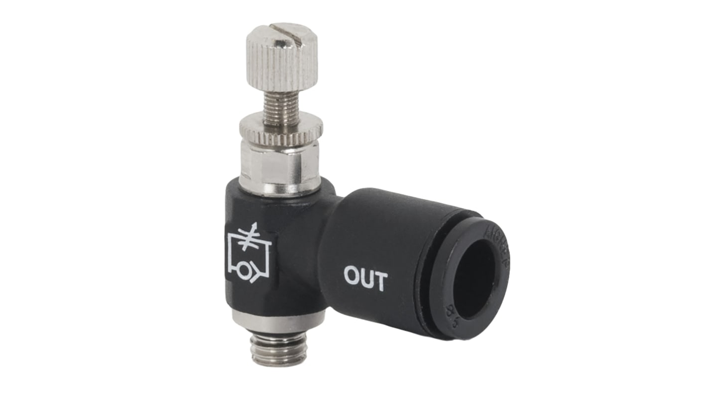 RS PRO Threaded Flow Regulator x Push In 6mm Tube Outlet Port